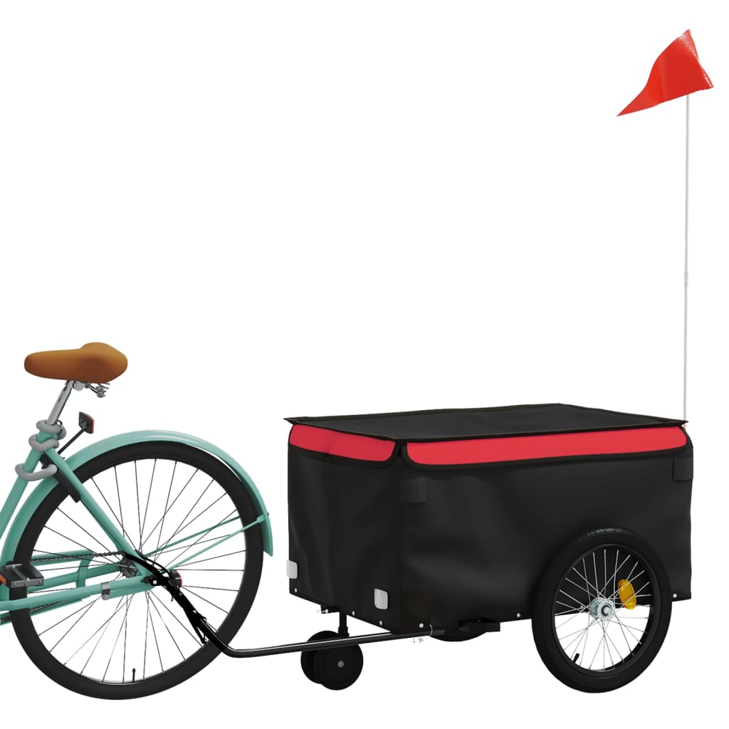 Remorque vélo noir et rouge fer 30 kg