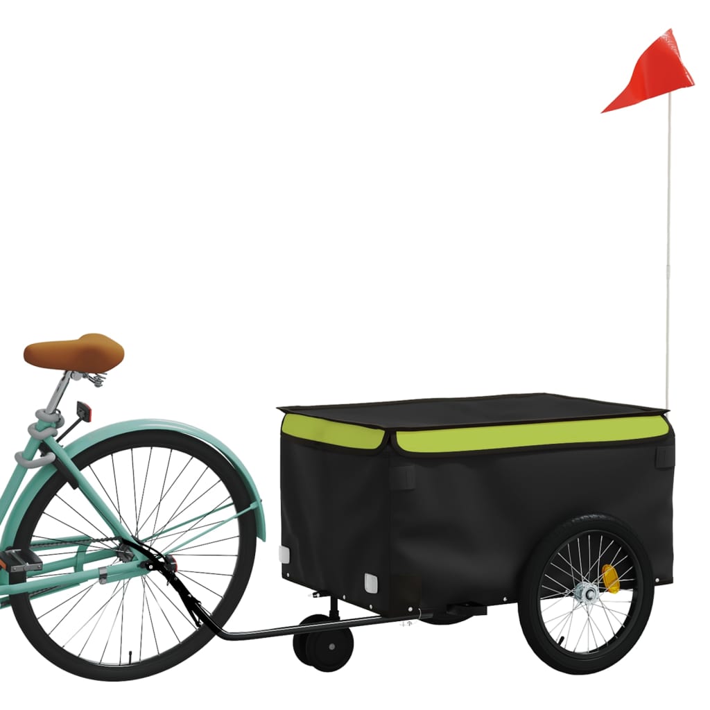 Remorque vélo noir et vert fer 30 kg