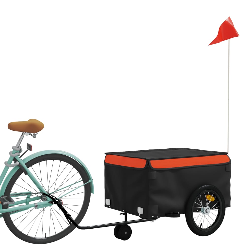 Remorque à vélo noir et orange 45 kg en fer