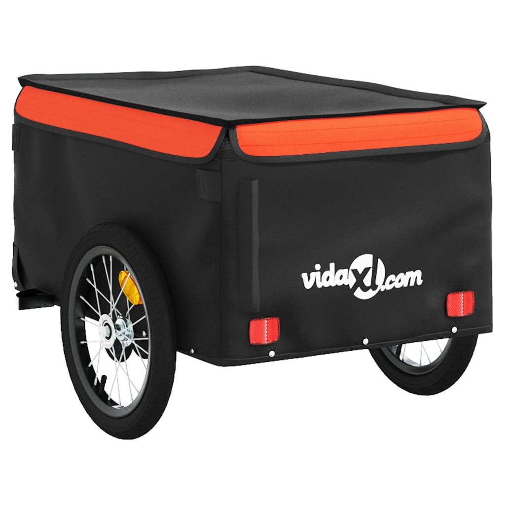 Remorque à vélo noir et orange 45 kg en fer