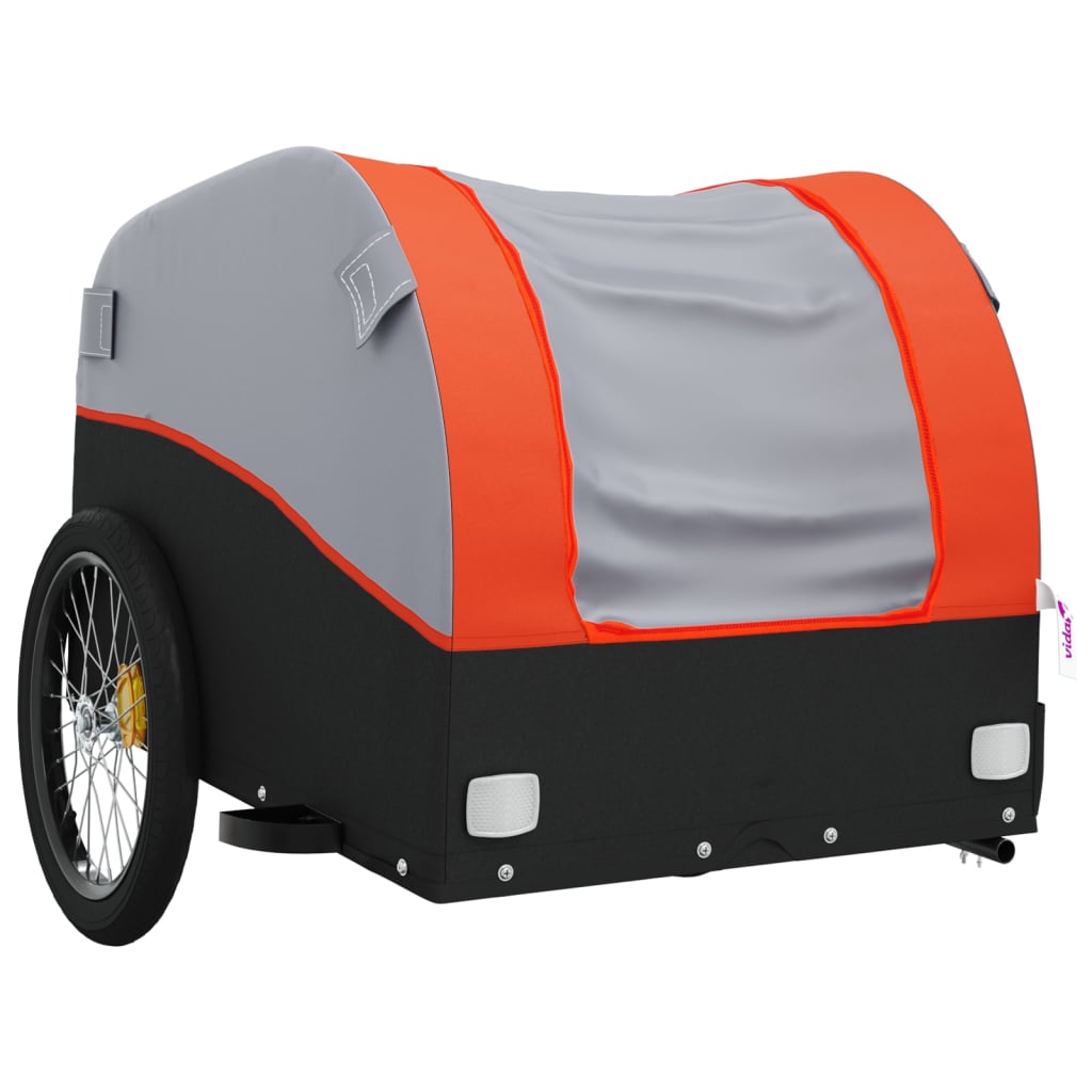 Remorque à vélo noir et orange 30 kg en fer