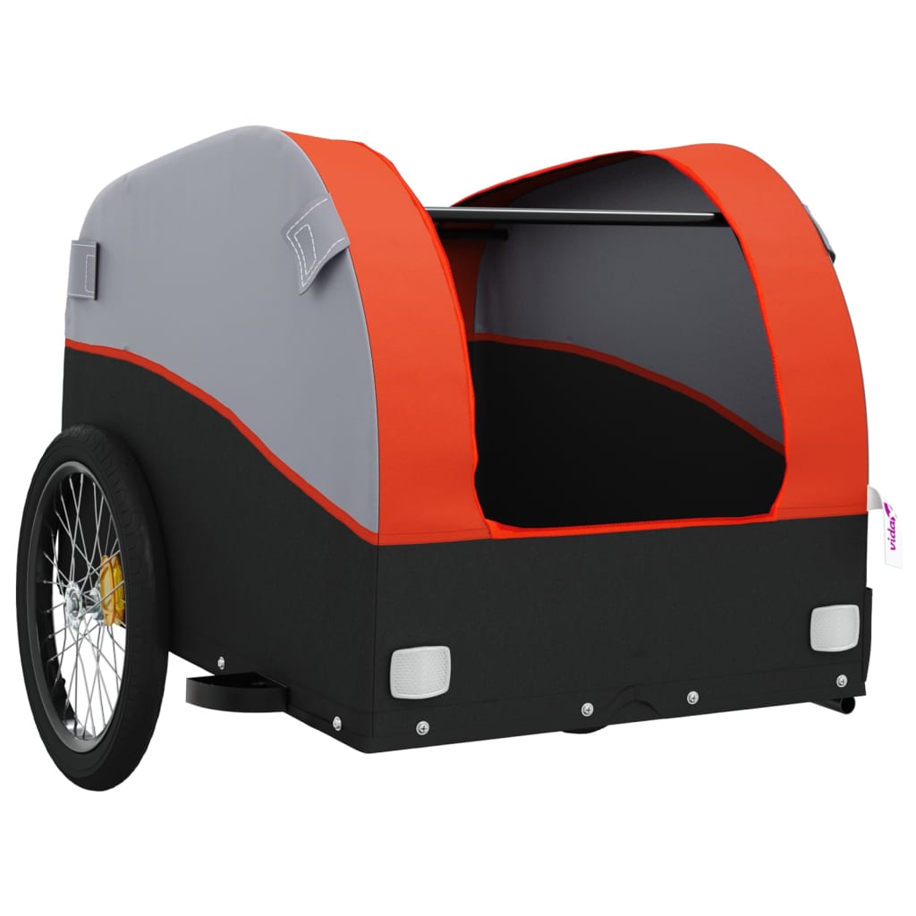 Remorque à vélo noir et orange 30 kg en fer