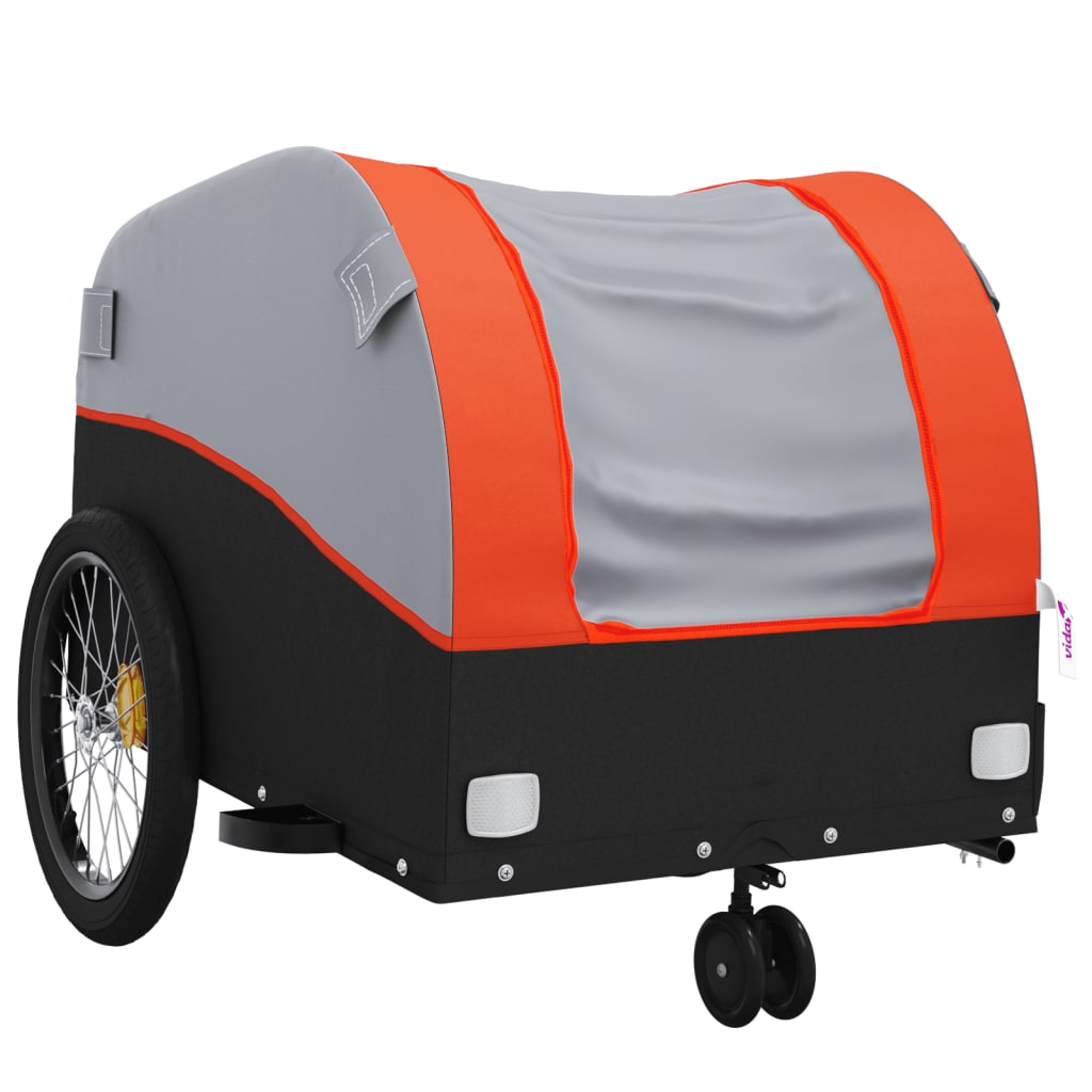 Remorque à vélo noir et orange 30 kg en fer