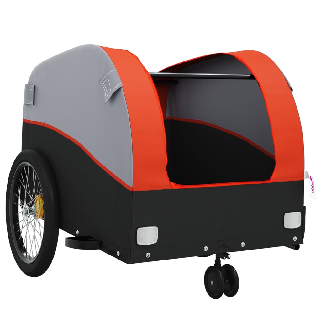 Remorque à vélo noir et orange 30 kg en fer