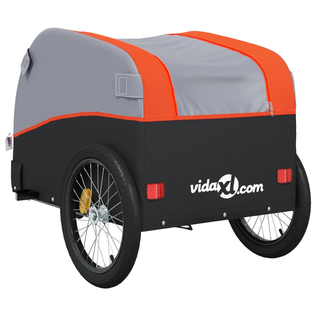 Remorque à vélo noir et orange 30 kg en fer