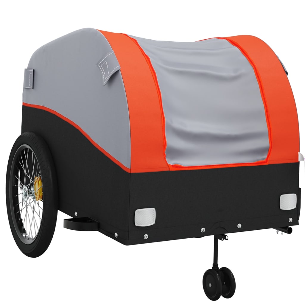 Remorque à vélo noir et orange 45 kg en fer