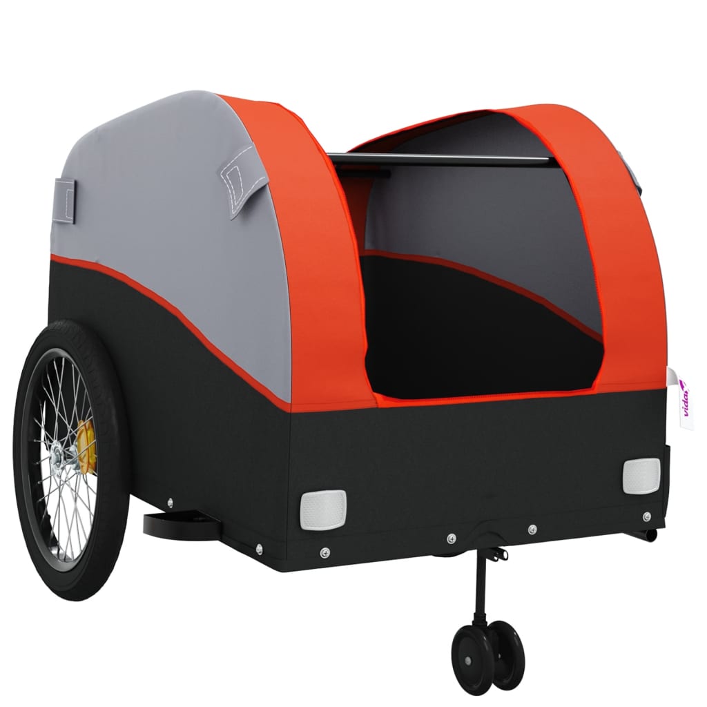 Remorque à vélo noir et orange 45 kg en fer