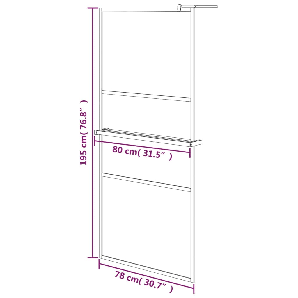 Duschwand mit Ablage für Walk-In-Dusche Chrom 80x195 cm ESG
