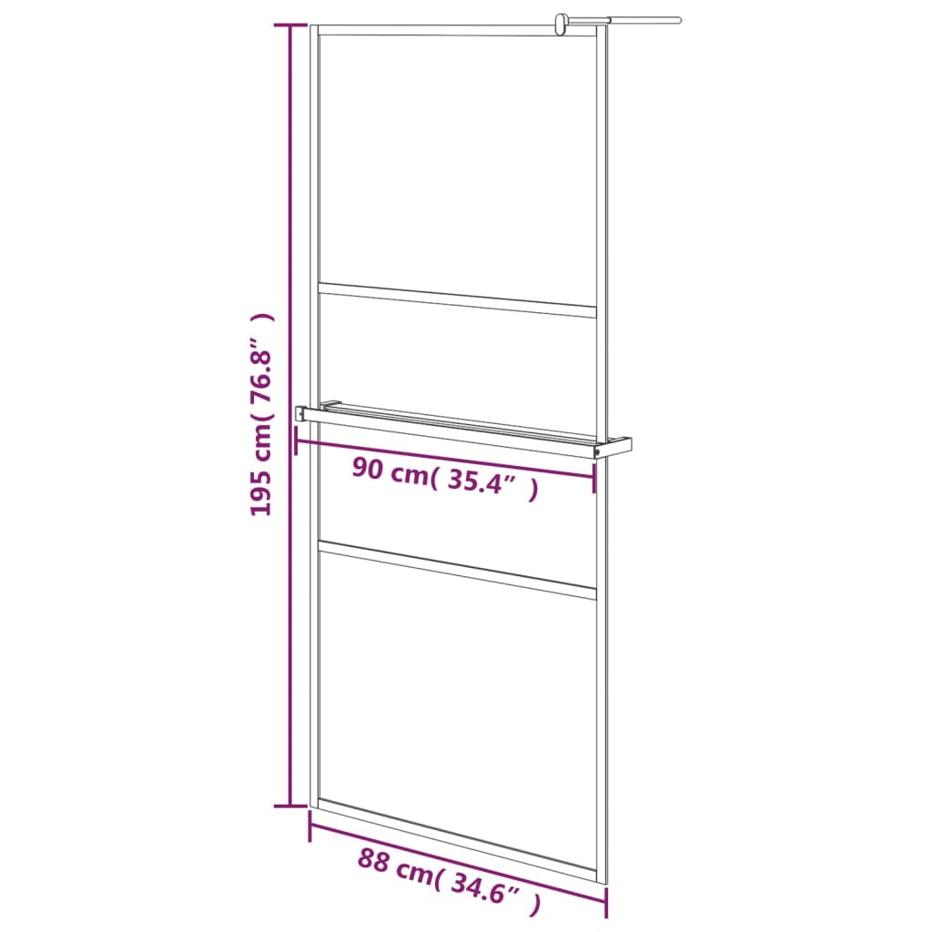 Duschwand mit Ablage für Walk-In-Dusche Chrom 90x195 cm ESG