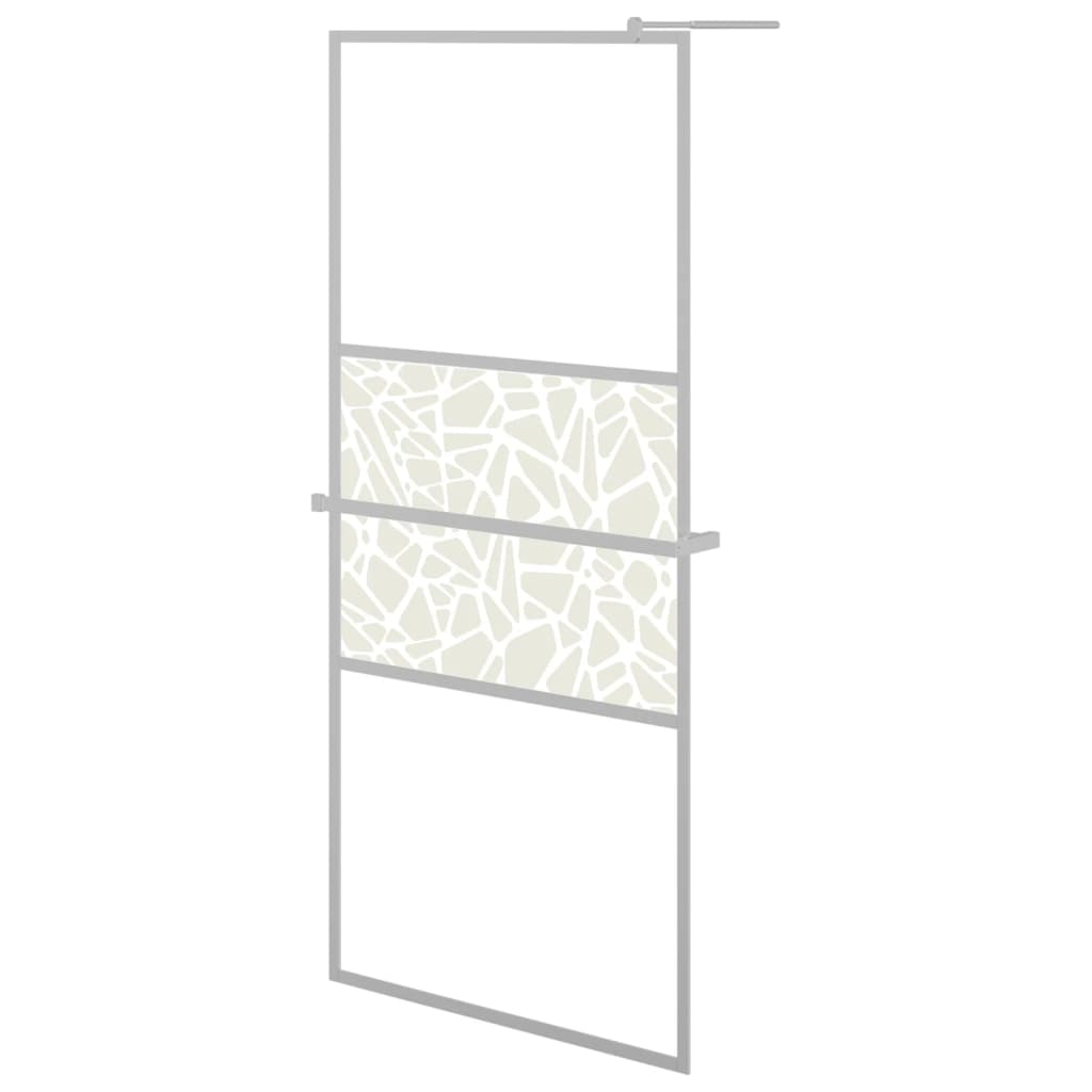 Duschwand mit Ablage für Walk-In-Dusche Chrom 90x195 cm ESG