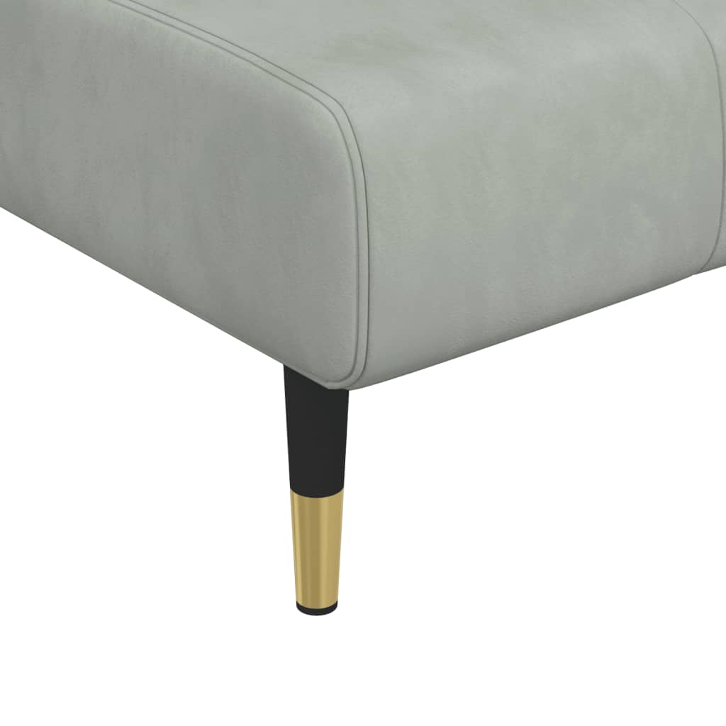 L-shaped sofa bed light grey 275x140x70 cm velvet