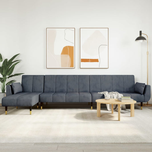 L-shaped sofa bed dark grey 275x140x70 cm velvet