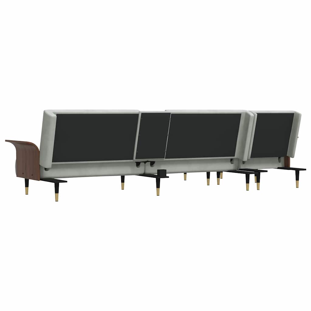 Schlafsofa in L-Form Hellgrau 279x140x70 cm Samt