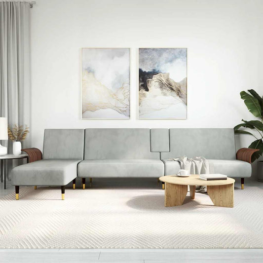 Schlafsofa in L-Form Hellgrau 279x140x70 cm Samt