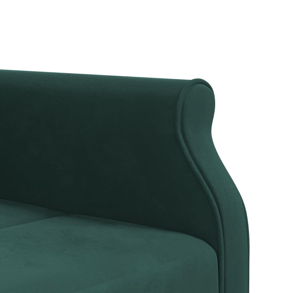 L-shaped sofa bed dark green 271x140x70 cm velvet