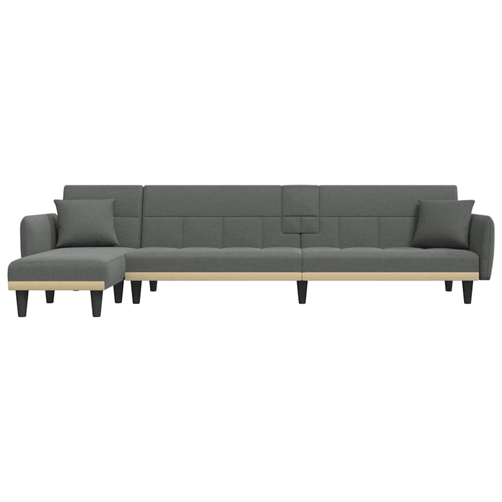 L-shaped sofa bed in dark grey 275x140x70 cm fabric