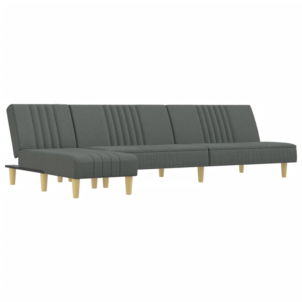 L-shaped sofa bed in dark grey 255x140x70 cm fabric