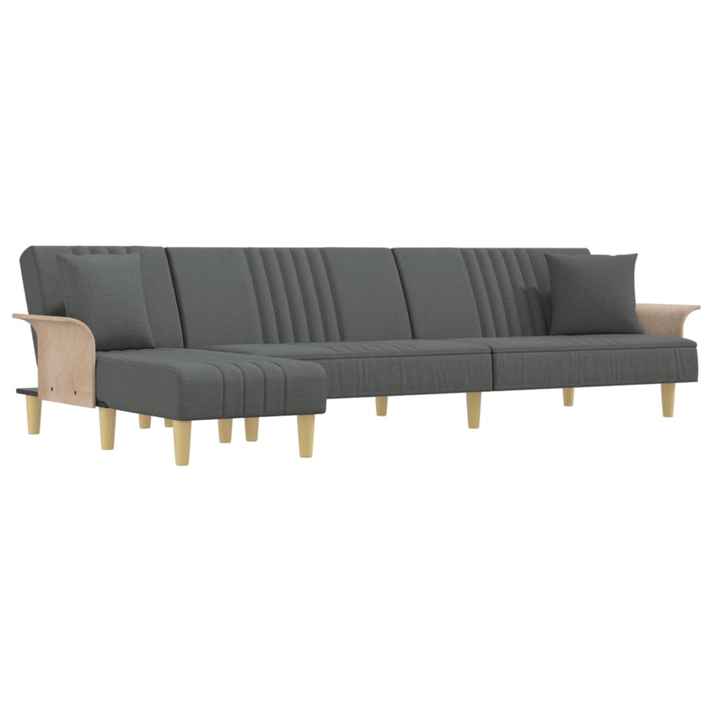 L-shaped sofa bed in dark grey 279x140x70 cm fabric