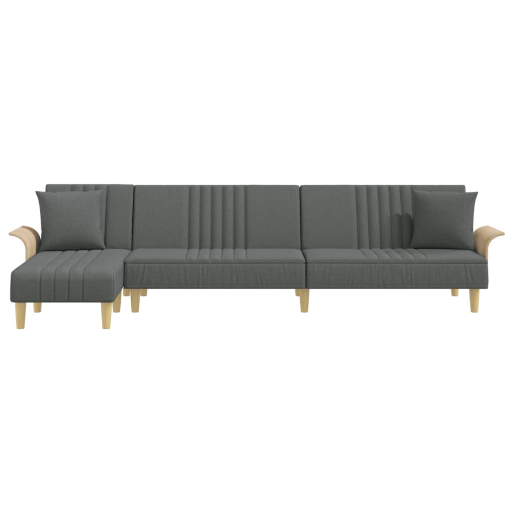 L-shaped sofa bed in dark grey 279x140x70 cm fabric