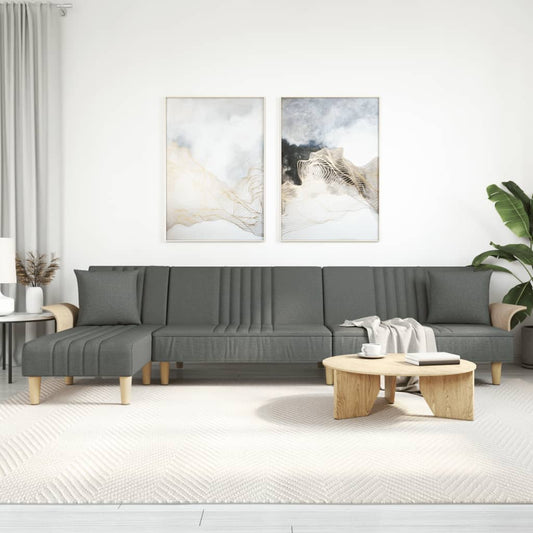 L-shaped sofa bed in dark grey 279x140x70 cm fabric