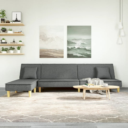 L-shaped sofa bed in dark grey 255x140x70 cm fabric