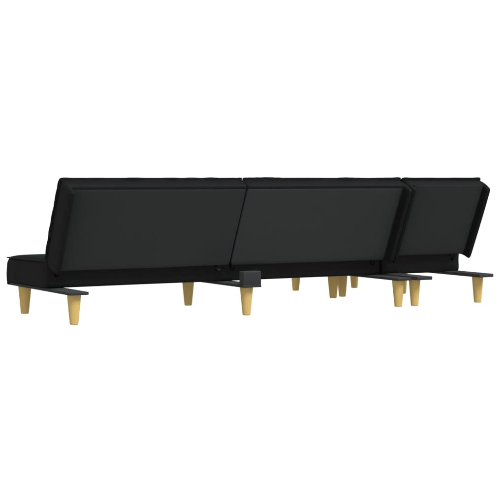 L-shaped sofa bed black 255x140x70 cm fabric