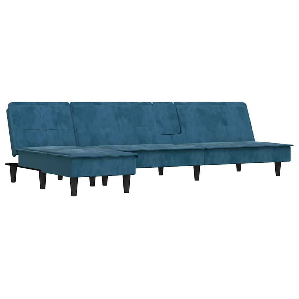 Schlafsofa in L-Form Blau 255x140x70 cm Samt