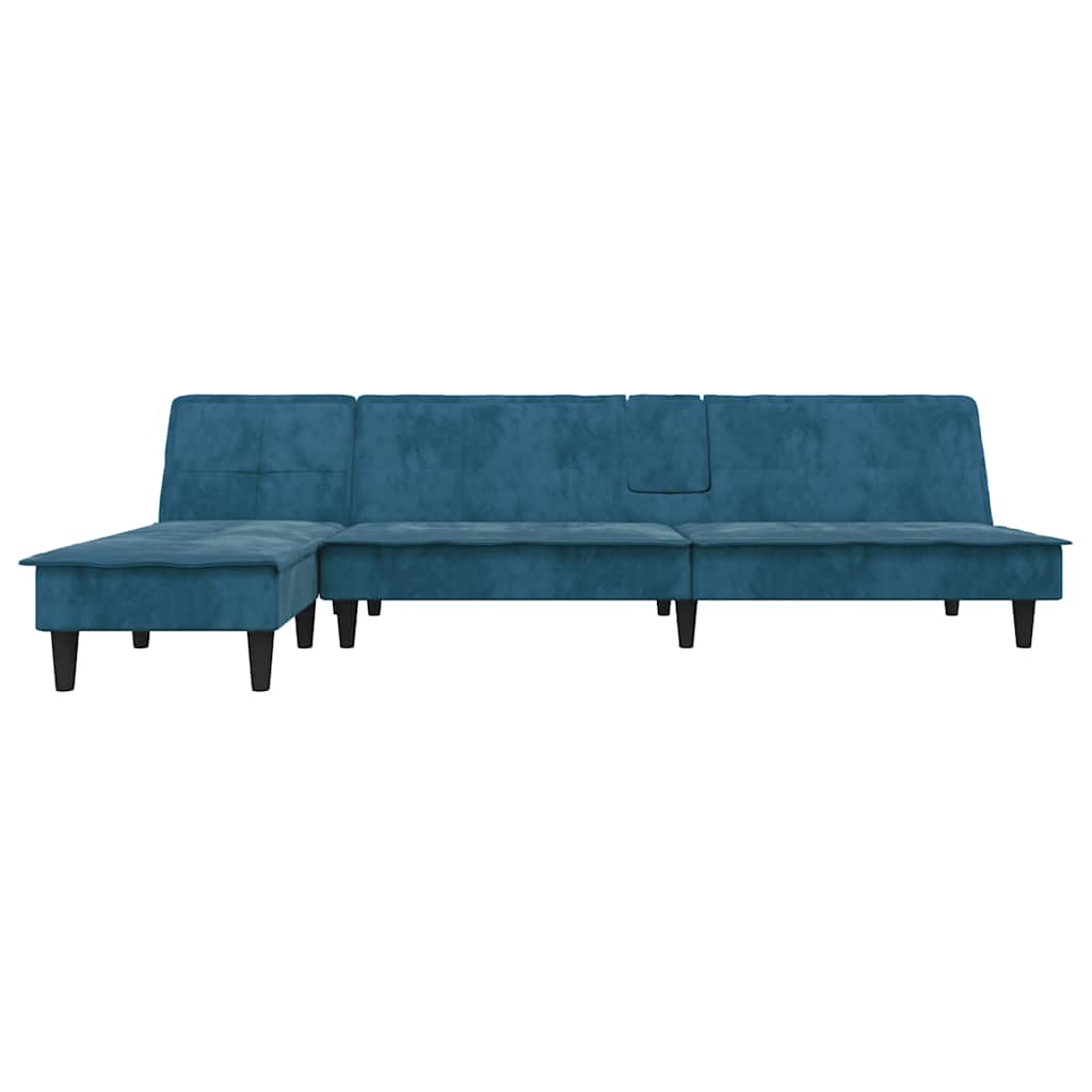 Schlafsofa in L-Form Blau 255x140x70 cm Samt