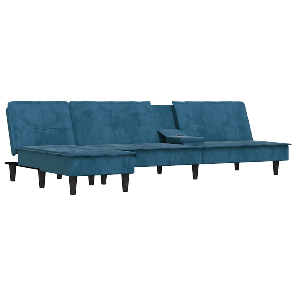 Schlafsofa in L-Form Blau 255x140x70 cm Samt