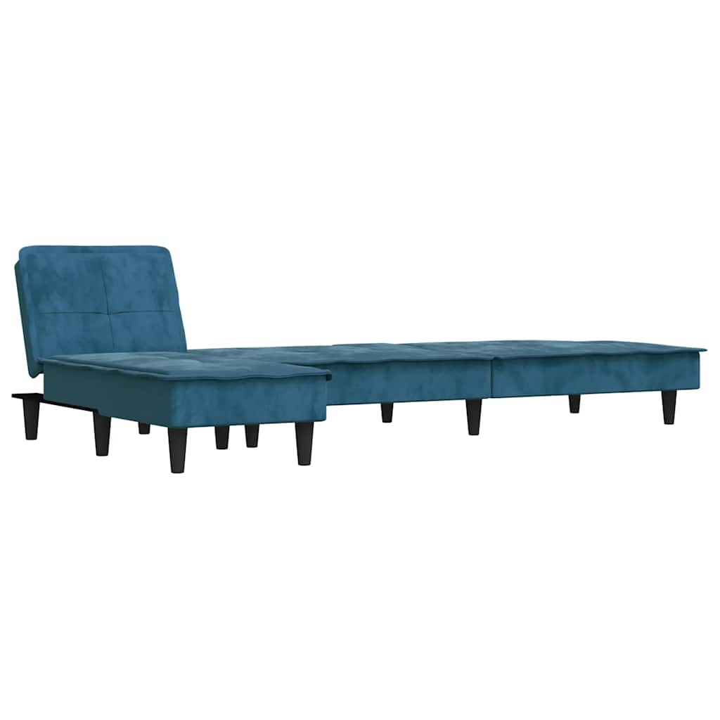 Schlafsofa in L-Form Blau 255x140x70 cm Samt