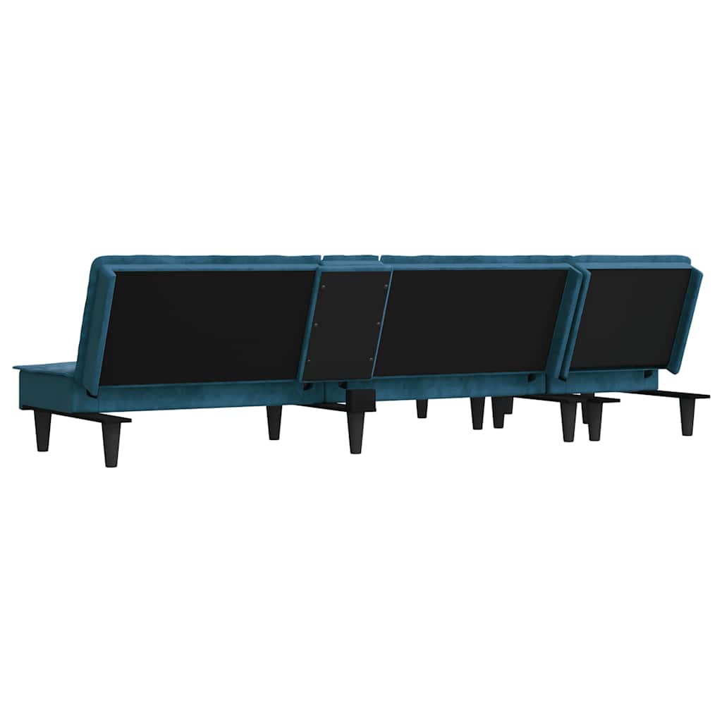 Schlafsofa in L-Form Blau 255x140x70 cm Samt