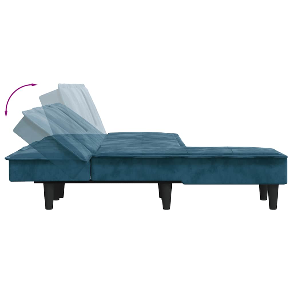 Schlafsofa in L-Form Blau 255x140x70 cm Samt