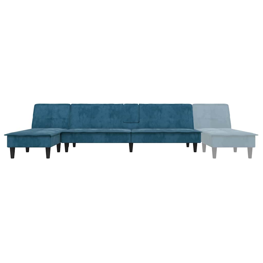 Schlafsofa in L-Form Blau 255x140x70 cm Samt