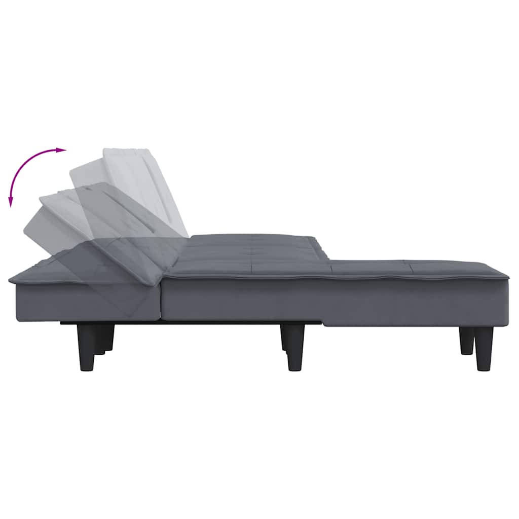 L-shaped sofa bed dark grey 255x140x70 cm velvet