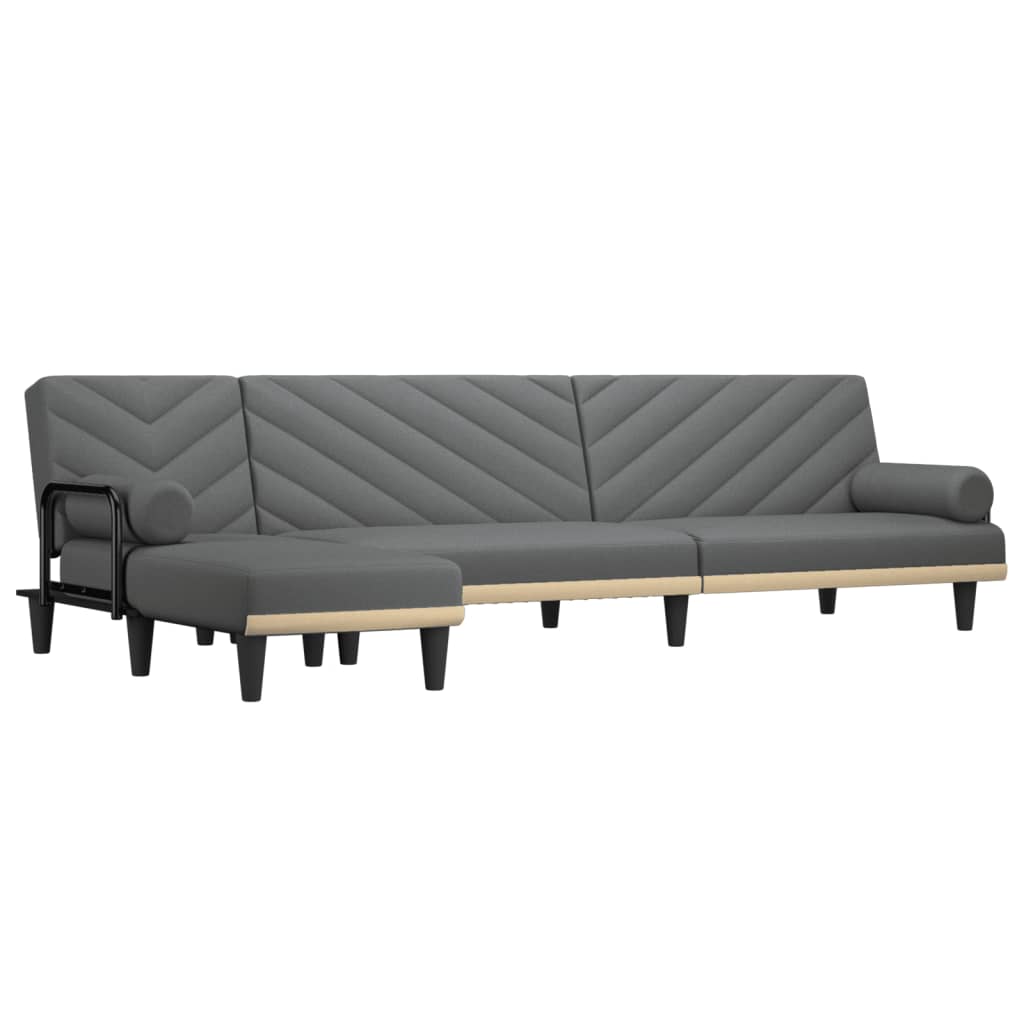 L-shaped sofa bed in dark grey 260x140x70 cm fabric