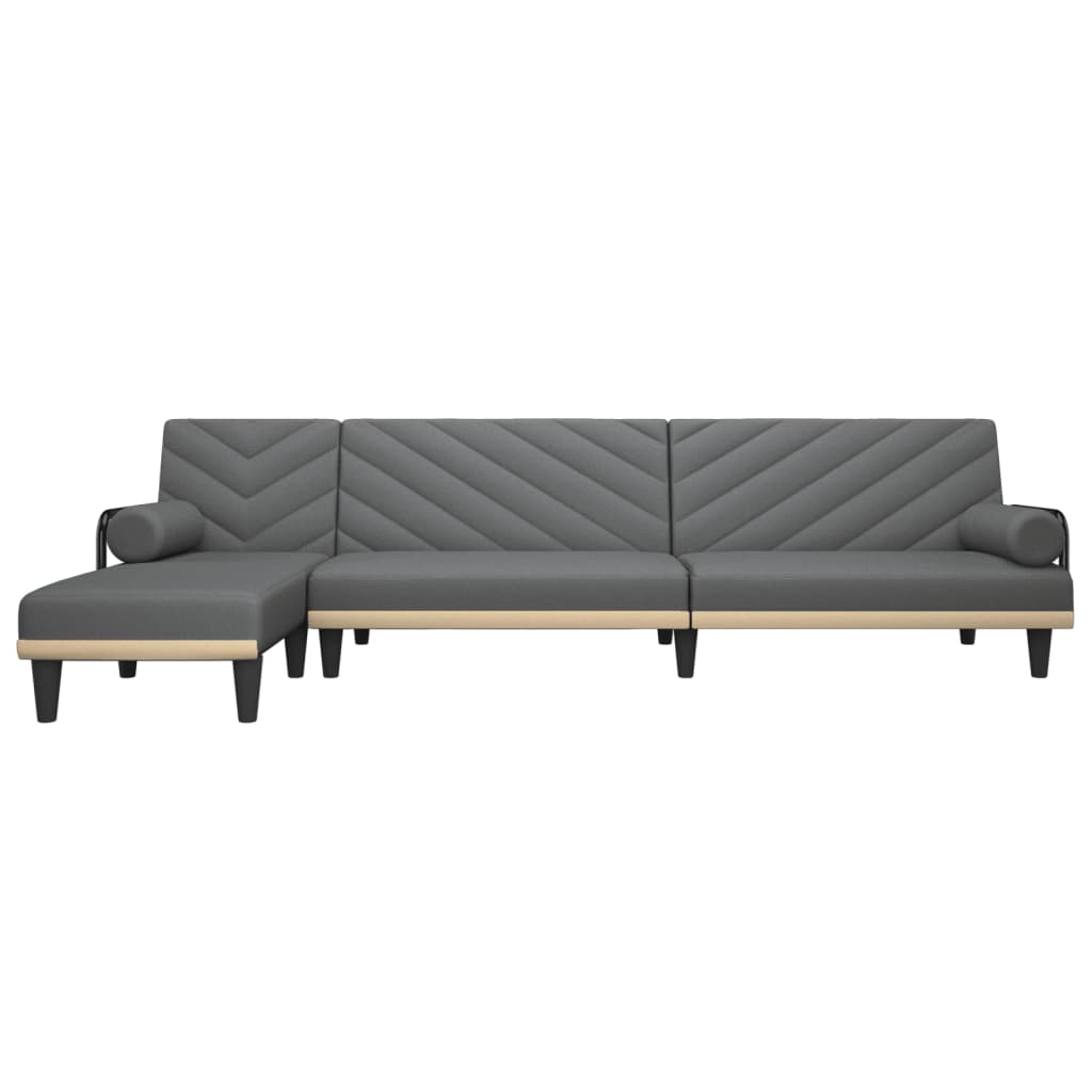 L-shaped sofa bed in dark grey 260x140x70 cm fabric