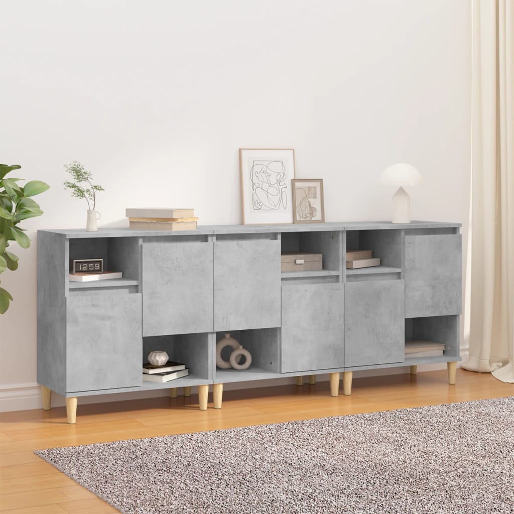Sideboards 3 Stk. Betongrau 60x35x70 cm Holzwerkstoff
