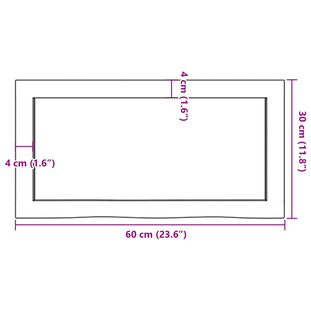 Waschtischplatte 60x30x(2-6) cm Massivholz Unbehandelt