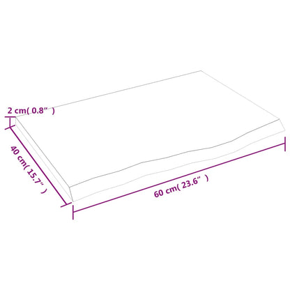 Waschtischplatte 60x40x2 cm Massivholz Unbehandelt
