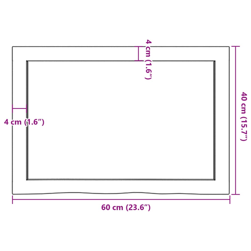 Waschtischplatte 60x40x(2-6) cm Massivholz Unbehandelt