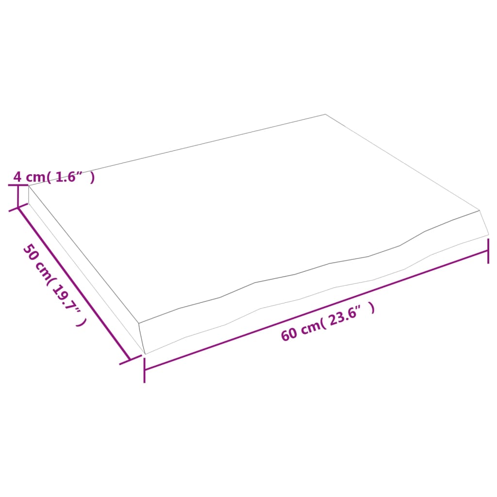 Waschtischplatte 60x50x(2-4) cm Massivholz Unbehandelt