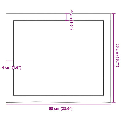 Waschtischplatte 60x50x(2-6) cm Massivholz Unbehandelt