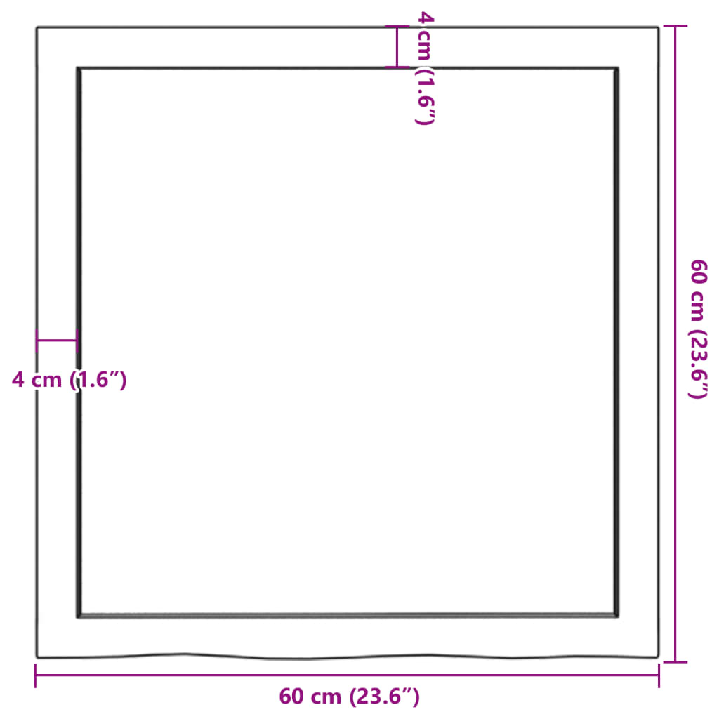 Waschtischplatte 60x60x(2-4) cm Massivholz Unbehandelt