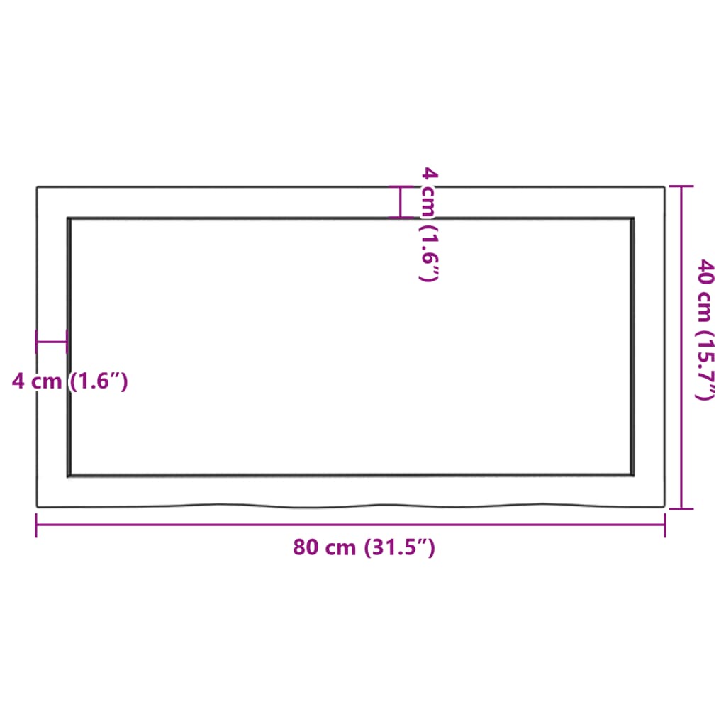 Waschtischplatte 80x40x(2-6) cm Massivholz Unbehandelt