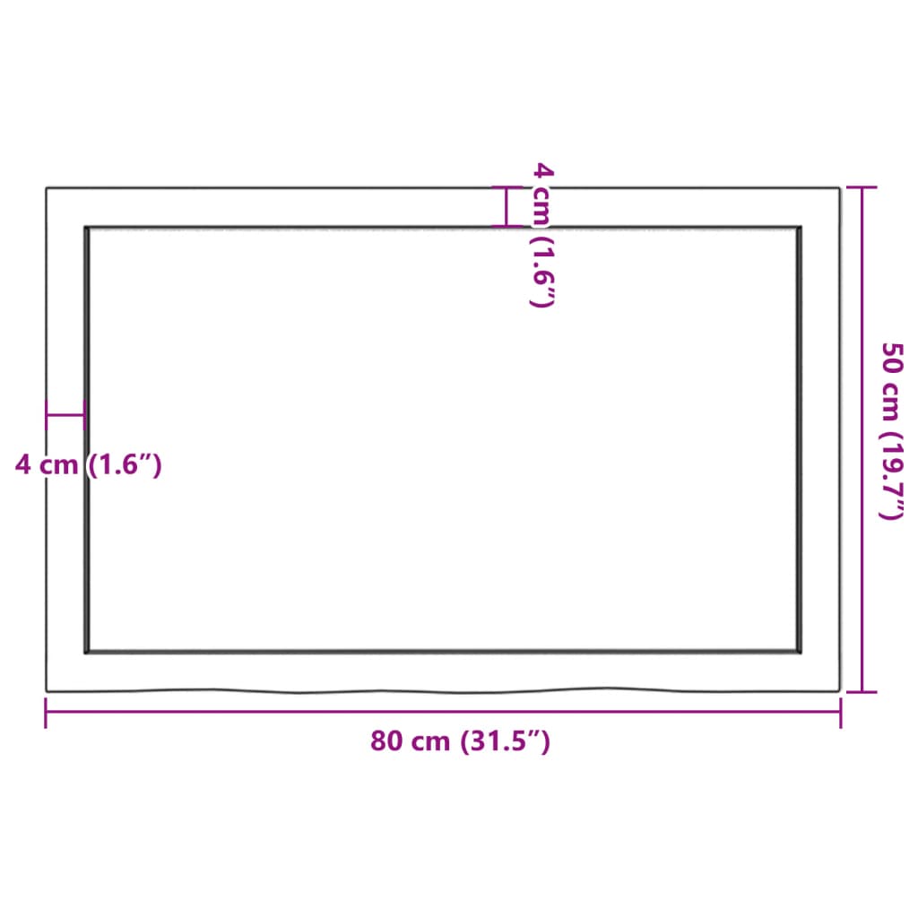 Waschtischplatte 80x50x(2-4) cm Massivholz Unbehandelt