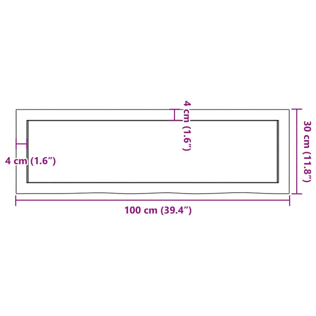 Waschtischplatte 100x30x(2-4) cm Massivholz Unbehandelt