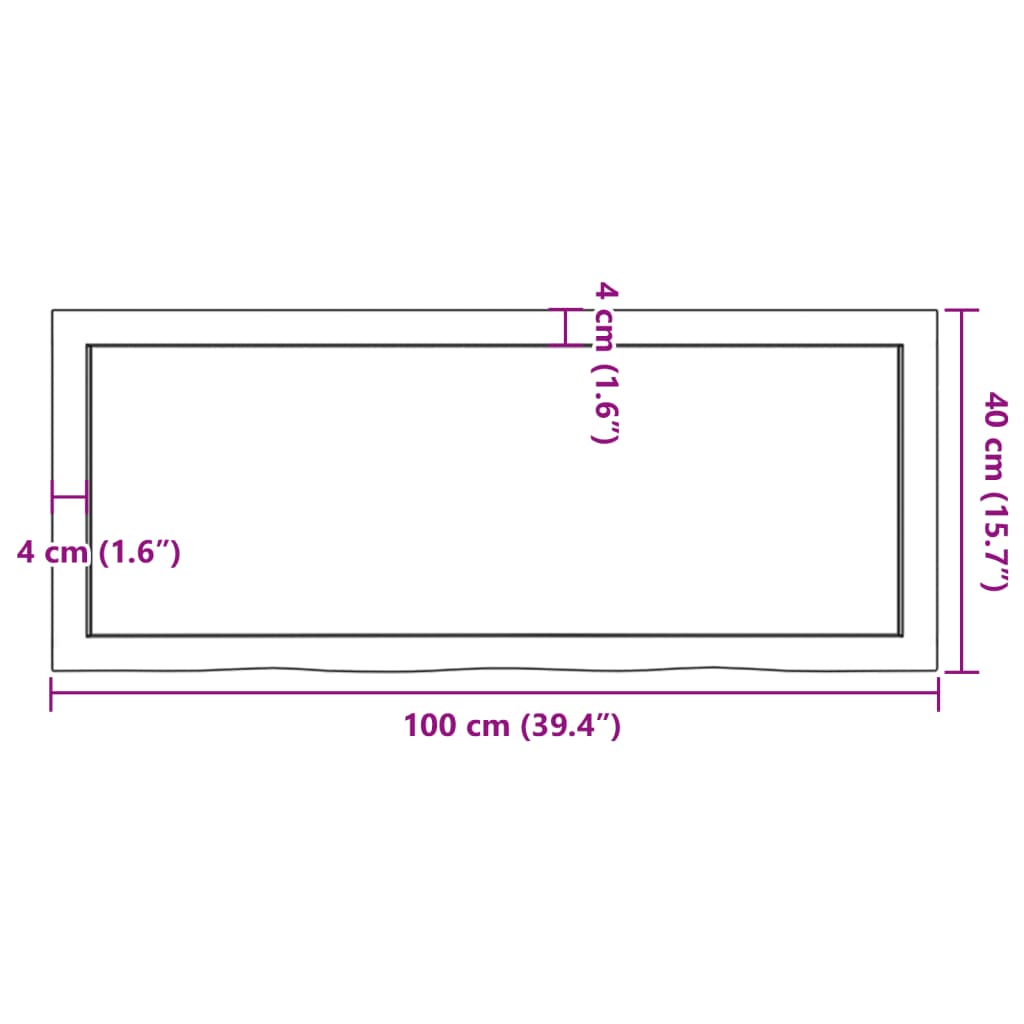 Waschtischplatte 100x40x(2-4) cm Massivholz Unbehandelt