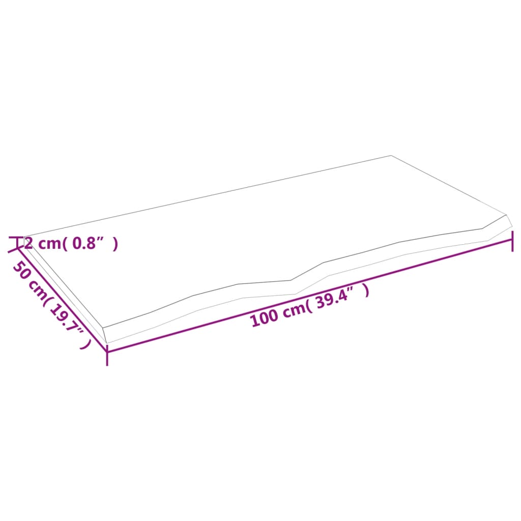 Waschtischplatte 100x50x2 cm Massivholz Unbehandelt