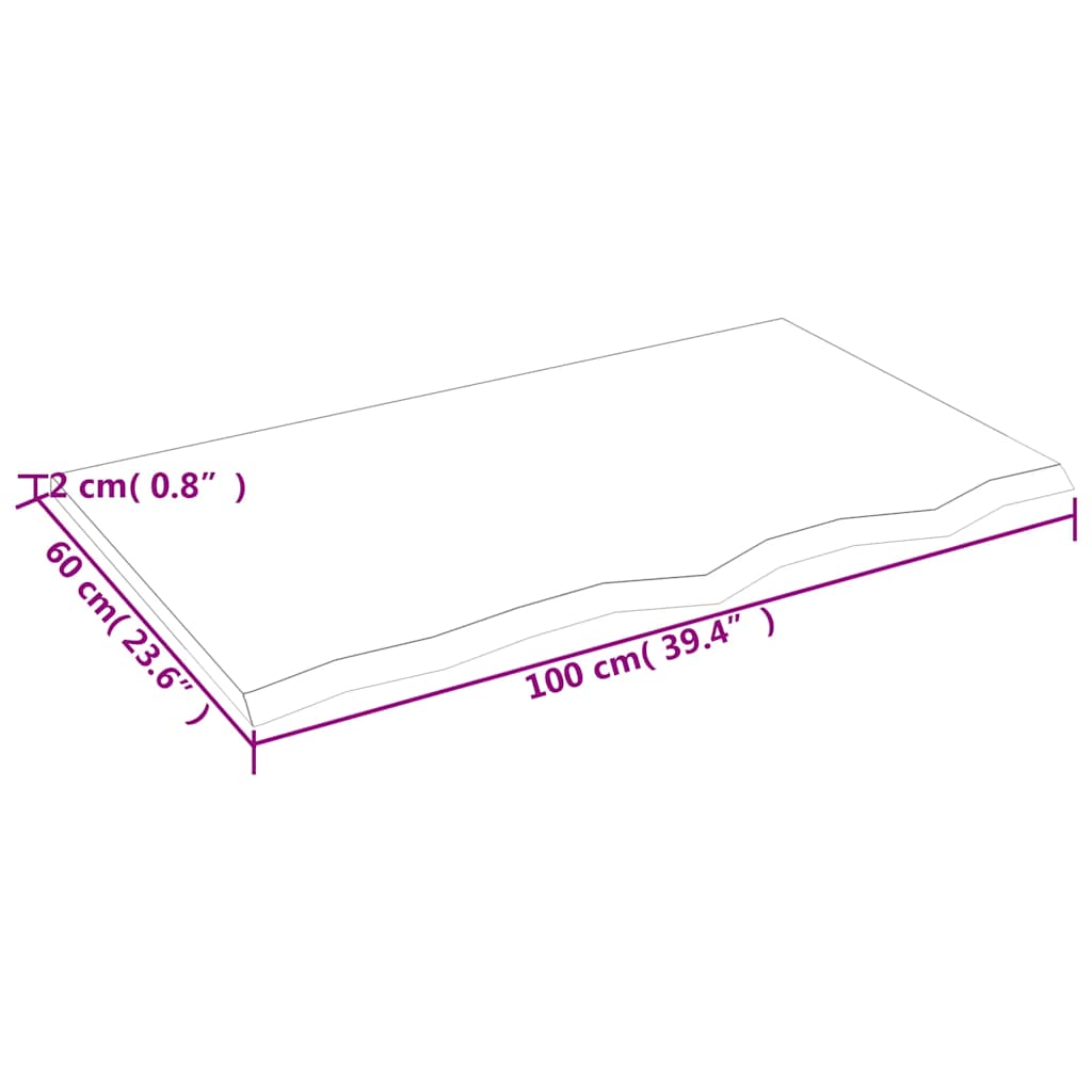 Waschtischplatte 100x60x2 cm Massivholz Unbehandelt