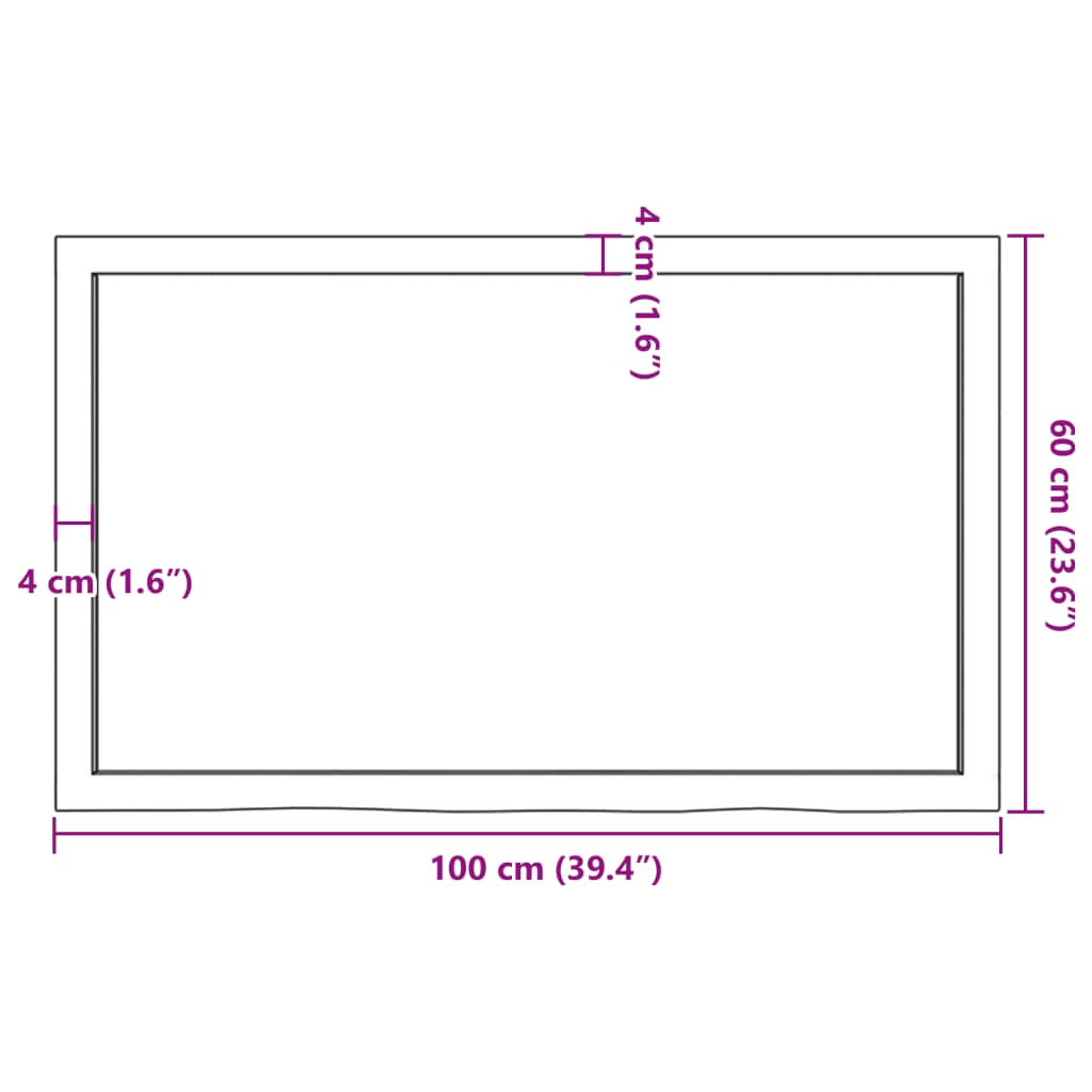 Waschtischplatte 100x60x(2-6) cm Massivholz Unbehandelt